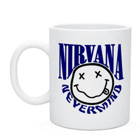 Кружка с принтом Nevermind Nirvana в Кировске, керамика | объем — 330 мл, диаметр — 80 мм. Принт наносится на бока кружки, можно сделать два разных изображения | kurt kobain | nirvana | курт кобейн | музыкальные группы | нирвана | рок группы