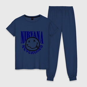 Женская пижама хлопок с принтом Nevermind Nirvana в Кировске, 100% хлопок | брюки и футболка прямого кроя, без карманов, на брюках мягкая резинка на поясе и по низу штанин | kurt kobain | nirvana | курт кобейн | музыкальные группы | нирвана | рок группы