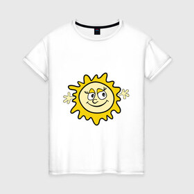 Женская футболка хлопок с принтом Солнышко мама в Кировске, 100% хлопок | прямой крой, круглый вырез горловины, длина до линии бедер, слегка спущенное плечо | для семьи | комплект семейный | мама | семейные | солнце