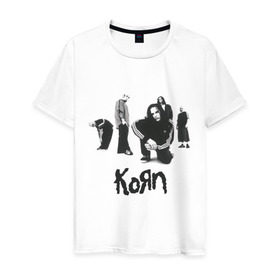 Мужская футболка хлопок с принтом Korn 5 в Кировске, 100% хлопок | прямой крой, круглый вырез горловины, длина до линии бедер, слегка спущенное плечо. | corn | корн | метал | металика | панк рок | рок