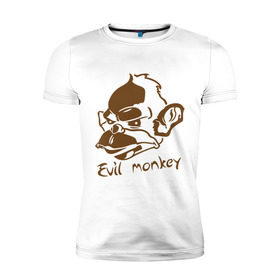 Мужская футболка премиум с принтом Evil monkey (злая обезьяна) в Кировске, 92% хлопок, 8% лайкра | приталенный силуэт, круглый вырез ворота, длина до линии бедра, короткий рукав | monkey | животные | мартышка | обезьяна