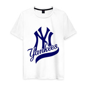 Мужская футболка хлопок с принтом NY - Yankees в Кировске, 100% хлопок | прямой крой, круглый вырез горловины, длина до линии бедер, слегка спущенное плечо. | new york yankees | swag | нью йорк янкис | сваг | свэг