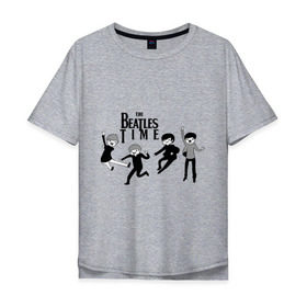 Мужская футболка хлопок Oversize с принтом The Beatles time в Кировске, 100% хлопок | свободный крой, круглый ворот, “спинка” длиннее передней части | beatles | битлз | битлс | время битлов