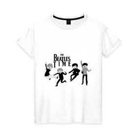 Женская футболка хлопок с принтом The Beatles time в Кировске, 100% хлопок | прямой крой, круглый вырез горловины, длина до линии бедер, слегка спущенное плечо | beatles | битлз | битлс | время битлов