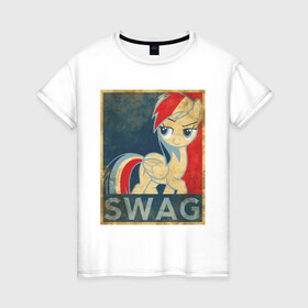 Женская футболка хлопок с принтом Rainbow Dash SWAG в Кировске, 100% хлопок | прямой крой, круглый вырез горловины, длина до линии бедер, слегка спущенное плечо | swag | пони | радуга | сваг | свог | свэг