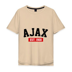 Мужская футболка хлопок Oversize с принтом FC Ajax Est. 1900 в Кировске, 100% хлопок | свободный крой, круглый ворот, “спинка” длиннее передней части | fc ajax est. 1900 | аякс | фк ajax | фк аякс