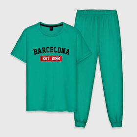 Мужская пижама хлопок с принтом FC Barcelona Est. 1899 в Кировске, 100% хлопок | брюки и футболка прямого кроя, без карманов, на брюках мягкая резинка на поясе и по низу штанин
 | Тематика изображения на принте: barcelona | fc barcelona | барселона | фк барселона