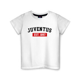 Детская футболка хлопок с принтом FC Juventus Est. 1897 в Кировске, 100% хлопок | круглый вырез горловины, полуприлегающий силуэт, длина до линии бедер | fc juventus | juventus | ювентус