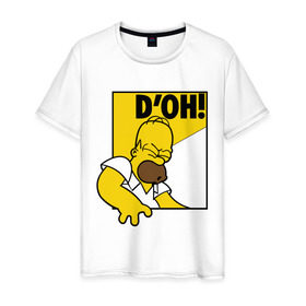 Мужская футболка хлопок с принтом Гомер (D`OH!) в Кировске, 100% хлопок | прямой крой, круглый вырез горловины, длина до линии бедер, слегка спущенное плечо. | гомер