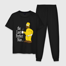 Мужская пижама хлопок с принтом Homer (The Last Perfect Man...) в Кировске, 100% хлопок | брюки и футболка прямого кроя, без карманов, на брюках мягкая резинка на поясе и по низу штанин
 | гомер
