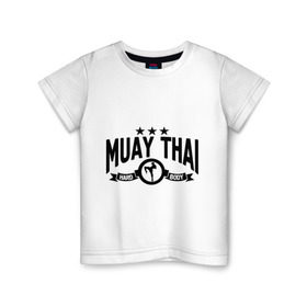 Детская футболка хлопок с принтом Muay thai boxing (Тайский бокс) в Кировске, 100% хлопок | круглый вырез горловины, полуприлегающий силуэт, длина до линии бедер | Тематика изображения на принте: муай тай