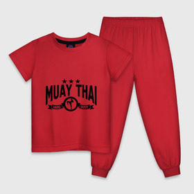 Детская пижама хлопок с принтом Muay thai boxing (Тайский бокс) в Кировске, 100% хлопок |  брюки и футболка прямого кроя, без карманов, на брюках мягкая резинка на поясе и по низу штанин
 | Тематика изображения на принте: муай тай