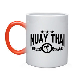 Кружка хамелеон с принтом Muay thai boxing (Тайский бокс) в Кировске, керамика | меняет цвет при нагревании, емкость 330 мл | муай тай