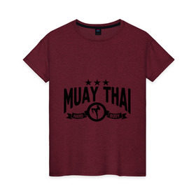 Женская футболка хлопок с принтом Muay thai boxing (Тайский бокс) в Кировске, 100% хлопок | прямой крой, круглый вырез горловины, длина до линии бедер, слегка спущенное плечо | муай тай