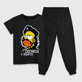 Детская пижама хлопок с принтом Гомер cerveza o muerte (пиво или смерть) в Кировске, 100% хлопок |  брюки и футболка прямого кроя, без карманов, на брюках мягкая резинка на поясе и по низу штанин
 | гомер | че гевара
