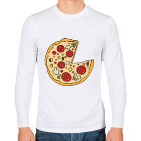 Мужской лонгслив хлопок с принтом Пицца парная в Кировске, 100% хлопок |  | pizza | влюбленным | для влюбленных | для двоих | для пар | парные | пицца