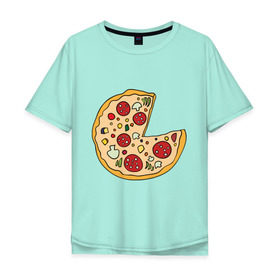 Мужская футболка хлопок Oversize с принтом Пицца парная в Кировске, 100% хлопок | свободный крой, круглый ворот, “спинка” длиннее передней части | pizza | влюбленным | для влюбленных | для двоих | для пар | парные | пицца