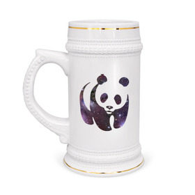 Кружка пивная с принтом Panda space в Кировске,  керамика (Материал выдерживает высокую температуру, стоит избегать резкого перепада температур) |  объем 630 мл | панда