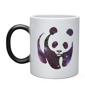 Кружка хамелеон с принтом Panda space в Кировске, керамика | меняет цвет при нагревании, емкость 330 мл | Тематика изображения на принте: панда