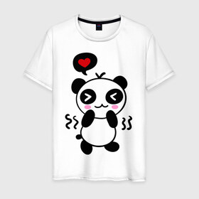 Мужская футболка хлопок с принтом Panda boy в Кировске, 100% хлопок | прямой крой, круглый вырез горловины, длина до линии бедер, слегка спущенное плечо. | Тематика изображения на принте: 