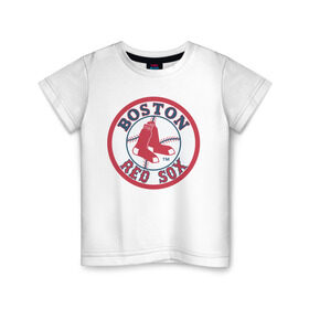 Детская футболка хлопок с принтом Boston Red Sox в Кировске, 100% хлопок | круглый вырез горловины, полуприлегающий силуэт, длина до линии бедер | baseball | boston red sox | бейсбол | бостон | красные носки | ред сокс | спорт
