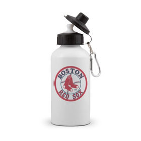 Бутылка спортивная с принтом Boston Red Sox в Кировске, металл | емкость — 500 мл, в комплекте две пластиковые крышки и карабин для крепления | Тематика изображения на принте: baseball | boston red sox | бейсбол | бостон | красные носки | ред сокс | спорт
