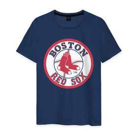 Мужская футболка хлопок с принтом Boston Red Sox в Кировске, 100% хлопок | прямой крой, круглый вырез горловины, длина до линии бедер, слегка спущенное плечо. | Тематика изображения на принте: baseball | boston red sox | бейсбол | бостон | красные носки | ред сокс | спорт