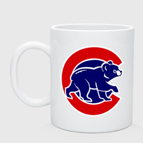 Кружка с принтом Chicago Cubs logo в Кировске, керамика | объем — 330 мл, диаметр — 80 мм. Принт наносится на бока кружки, можно сделать два разных изображения | Тематика изображения на принте: baseball | chicago cubs bear | бейсбол | спорт | чикаго
