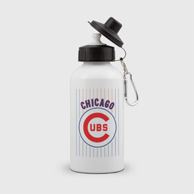 Бутылка спортивная с принтом Chicago Cubs лого в Кировске, металл | емкость — 500 мл, в комплекте две пластиковые крышки и карабин для крепления | baseball | chicago cubs bear | бейсбол | спорт | чикаго