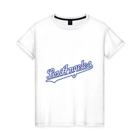 Женская футболка хлопок с принтом Los Angeles Dodgers в Кировске, 100% хлопок | прямой крой, круглый вырез горловины, длина до линии бедер, слегка спущенное плечо | baseball | los angeles dodgers | бейсбол | лос анджелес доджерс | спорт