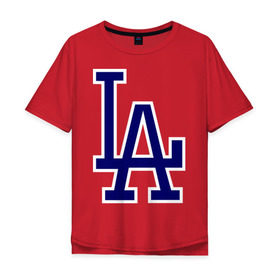Мужская футболка хлопок Oversize с принтом Los Angeles Dodgers logo в Кировске, 100% хлопок | свободный крой, круглый ворот, “спинка” длиннее передней части | Тематика изображения на принте: baseball | la | los angeles dodgers | бейсбол | лос анджелес доджерс | спорт
