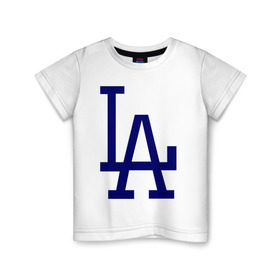 Детская футболка хлопок с принтом Los Angeles Dodgers logo в Кировске, 100% хлопок | круглый вырез горловины, полуприлегающий силуэт, длина до линии бедер | baseball | la | los angeles dodgers | бейсбол | лос анджелес доджерс | спорт