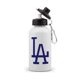 Бутылка спортивная с принтом Los Angeles Dodgers logo в Кировске, металл | емкость — 500 мл, в комплекте две пластиковые крышки и карабин для крепления | baseball | la | los angeles dodgers | бейсбол | лос анджелес доджерс | спорт