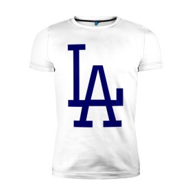 Мужская футболка премиум с принтом Los Angeles Dodgers logo в Кировске, 92% хлопок, 8% лайкра | приталенный силуэт, круглый вырез ворота, длина до линии бедра, короткий рукав | baseball | la | los angeles dodgers | бейсбол | лос анджелес доджерс | спорт