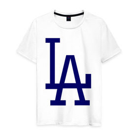 Мужская футболка хлопок с принтом Los Angeles Dodgers logo в Кировске, 100% хлопок | прямой крой, круглый вырез горловины, длина до линии бедер, слегка спущенное плечо. | Тематика изображения на принте: baseball | la | los angeles dodgers | бейсбол | лос анджелес доджерс | спорт