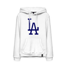 Мужская толстовка хлопок с принтом Los Angeles Dodgers logo в Кировске, френч-терри, мягкий теплый начес внутри (100% хлопок) | карман-кенгуру, эластичные манжеты и нижняя кромка, капюшон с подкладом и шнурком | baseball | la | los angeles dodgers | бейсбол | лос анджелес доджерс | спорт