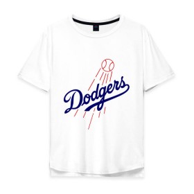 Мужская футболка хлопок Oversize с принтом Los Angeles Dodgers logotype в Кировске, 100% хлопок | свободный крой, круглый ворот, “спинка” длиннее передней части | baseball | los angeles dodgers | бейсбол | лос анджелес доджерс | спорт