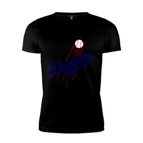 Мужская футболка премиум с принтом Los Angeles Dodgers logotype в Кировске, 92% хлопок, 8% лайкра | приталенный силуэт, круглый вырез ворота, длина до линии бедра, короткий рукав | Тематика изображения на принте: baseball | los angeles dodgers | бейсбол | лос анджелес доджерс | спорт