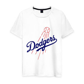 Мужская футболка хлопок с принтом Los Angeles Dodgers logotype в Кировске, 100% хлопок | прямой крой, круглый вырез горловины, длина до линии бедер, слегка спущенное плечо. | baseball | los angeles dodgers | бейсбол | лос анджелес доджерс | спорт