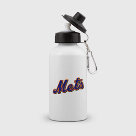 Бутылка спортивная с принтом Mets в Кировске, металл | емкость — 500 мл, в комплекте две пластиковые крышки и карабин для крепления | baseball | mets | new york mets | бейсбол | нью йорк метс | спорт