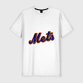 Мужская футболка премиум с принтом Mets в Кировске, 92% хлопок, 8% лайкра | приталенный силуэт, круглый вырез ворота, длина до линии бедра, короткий рукав | baseball | mets | new york mets | бейсбол | нью йорк метс | спорт