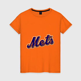 Женская футболка хлопок с принтом Mets в Кировске, 100% хлопок | прямой крой, круглый вырез горловины, длина до линии бедер, слегка спущенное плечо | baseball | mets | new york mets | бейсбол | нью йорк метс | спорт