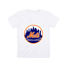 Детская футболка хлопок с принтом New York Mets в Кировске, 100% хлопок | круглый вырез горловины, полуприлегающий силуэт, длина до линии бедер | baseball | mets | new york mets | бейсбол | нью йорк метс | спорт