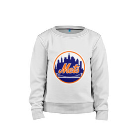Детский свитшот хлопок с принтом New York Mets в Кировске, 100% хлопок | круглый вырез горловины, эластичные манжеты, пояс и воротник | baseball | mets | new york mets | бейсбол | нью йорк метс | спорт