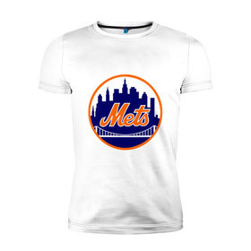 Мужская футболка премиум с принтом New York Mets в Кировске, 92% хлопок, 8% лайкра | приталенный силуэт, круглый вырез ворота, длина до линии бедра, короткий рукав | baseball | mets | new york mets | бейсбол | нью йорк метс | спорт