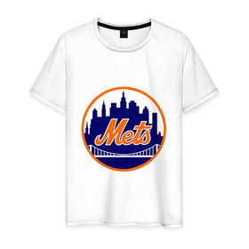 Мужская футболка хлопок с принтом New York Mets в Кировске, 100% хлопок | прямой крой, круглый вырез горловины, длина до линии бедер, слегка спущенное плечо. | baseball | mets | new york mets | бейсбол | нью йорк метс | спорт