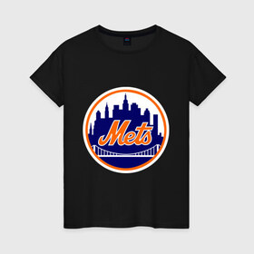 Женская футболка хлопок с принтом New York Mets в Кировске, 100% хлопок | прямой крой, круглый вырез горловины, длина до линии бедер, слегка спущенное плечо | baseball | mets | new york mets | бейсбол | нью йорк метс | спорт