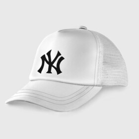 Детская кепка тракер с принтом New York Yankees в Кировске, Козырек - 100% хлопок. Кепка - 100% полиэстер, Задняя часть - сетка | универсальный размер, пластиковая застёжка | baseball | new york yankees | бейсбол | нью йорк янкиз | спорт | янки