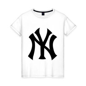 Женская футболка хлопок с принтом New York Yankees в Кировске, 100% хлопок | прямой крой, круглый вырез горловины, длина до линии бедер, слегка спущенное плечо | baseball | new york yankees | бейсбол | нью йорк янкиз | спорт | янки