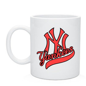 Кружка с принтом New York Yankees logo в Кировске, керамика | объем — 330 мл, диаметр — 80 мм. Принт наносится на бока кружки, можно сделать два разных изображения | Тематика изображения на принте: baseball | new york yankees | бейсбол | нью йорк янкиз | спорт | янки